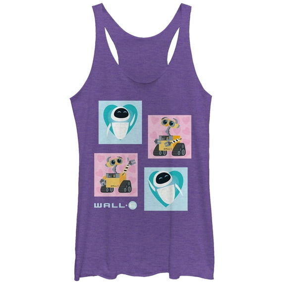 Women's Wall-E Robot EVE Heart Racerback Tank Top Purple Heather Medium