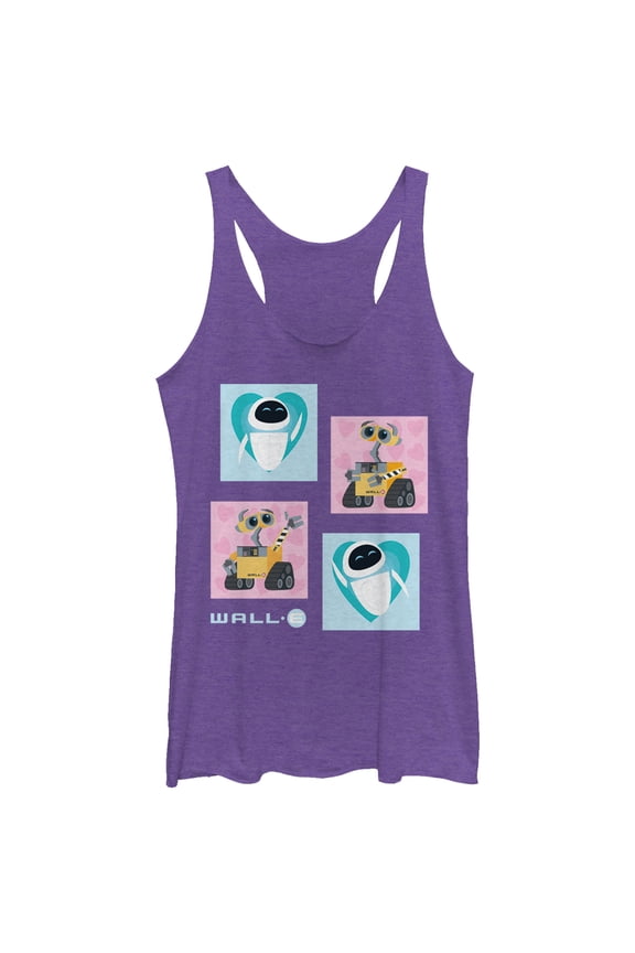 Women's Wall-E Robot EVE Heart  Racerback Tank Top Purple Heather Small