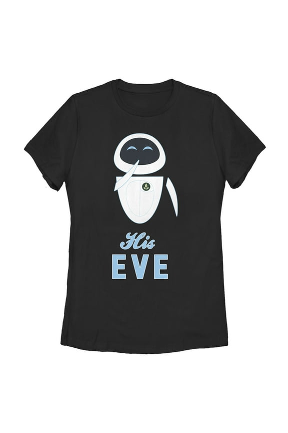 Women's Wall-E Valentine's Day His EVE Graphic Tee Black Medium