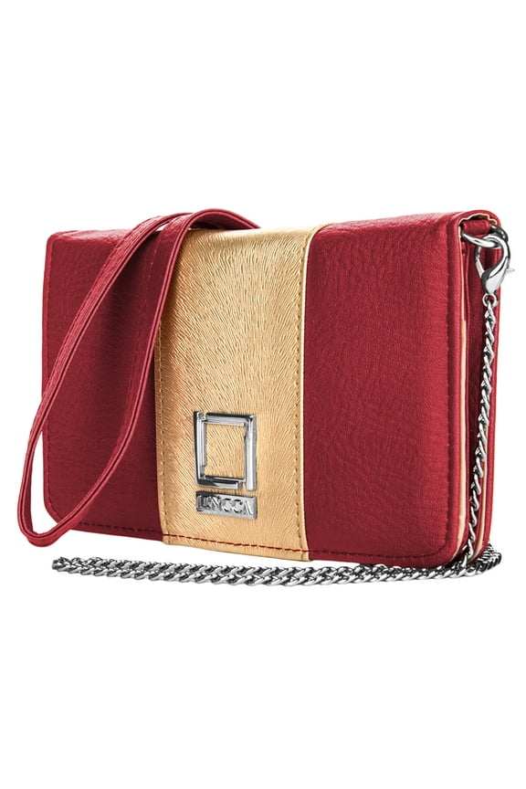 Women's Wallet Clutch Ideal for Daily, Travel, Business, And Personal Use Fits Universal Large Smartphones (Wine/Gold)