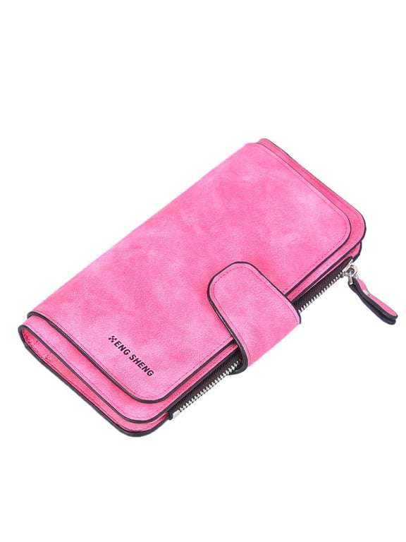 Women's Wallet Frosted Leather Long Wallet with Multiple Card Slots and Coin Purse RFID Blocking Zipper Closure Checkbook Photo ID Holder for Daily Use