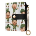 thumbnail image 1 of Women’s Wallet RFID Blocking PU Leather Magnetic Snap Zipper Coin Pocket 7 Card Slots Perfect Gift for Her Cartoon Leprechauns Pattern on White Background, 1 of 8