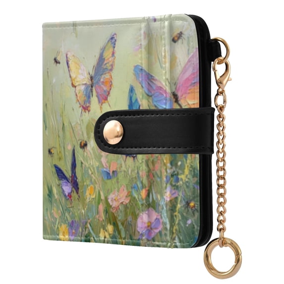 Women’s Wallet RFID Blocking PU Leather Magnetic Snap Zipper Coin Pocket 7 Card Slots Perfect Gift for Her Colorful Butterfly