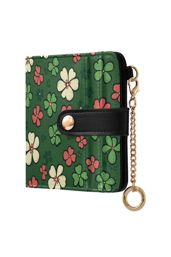 Womens Wallet RFID Blocking PU Leather Magnetic Snap Zipper Coin Pocket 7 Card Slots Perfect Gift for Her Colorful Clovers