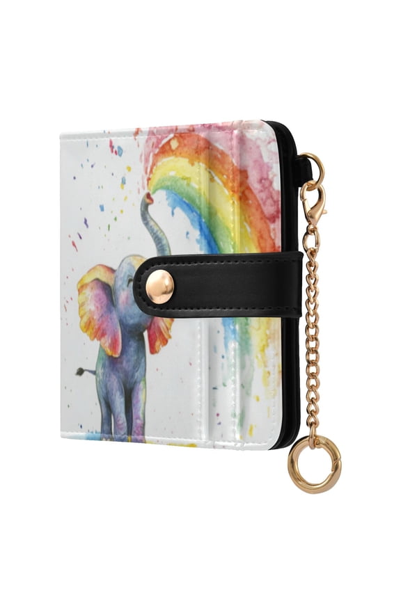 Womens Wallet RFID Blocking PU Leather Magnetic Snap Zipper Coin Pocket 7 Card Slots Perfect Gift for Her Elephant Color Spraying