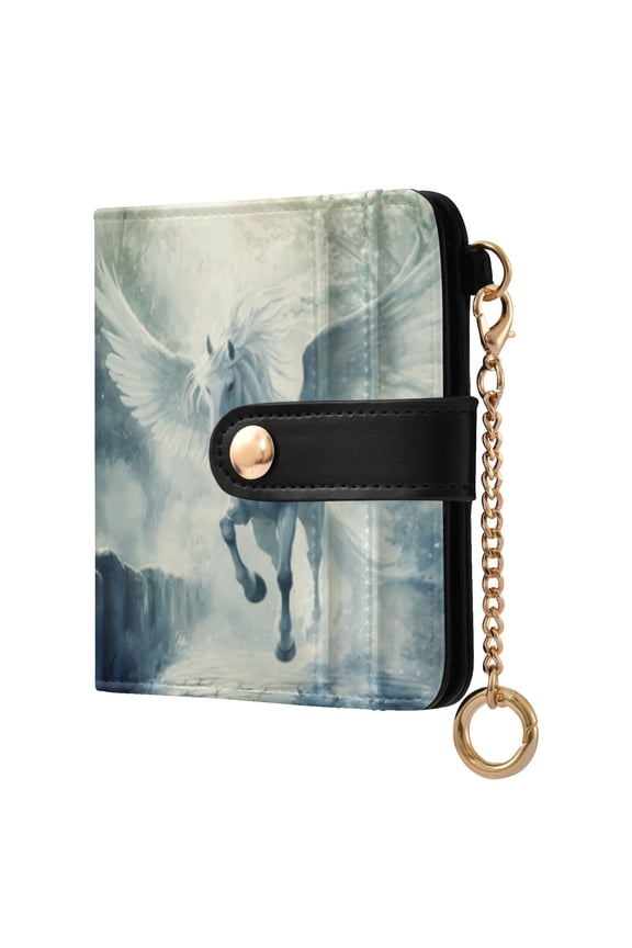 Womens Wallet RFID Blocking PU Leather Magnetic Snap Zipper Coin Pocket 7 Card Slots Perfect Gift for Her Fairyland Pegasus