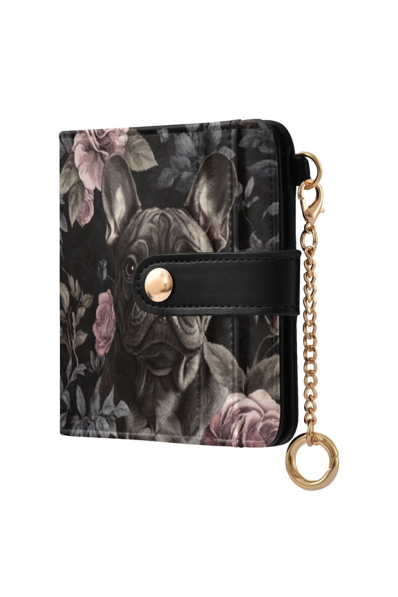 Womens Wallet RFID Blocking PU Leather Magnetic Snap Zipper Coin Pocket 7 Card Slots Perfect Gift for Her Gotland Ros Bulldog Pattern