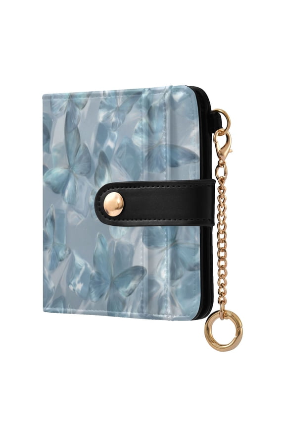 Womens Wallet RFID Blocking PU Leather Magnetic Snap Zipper Coin Pocket 7 Card Slots Perfect Gift for Her Ice Butterfly