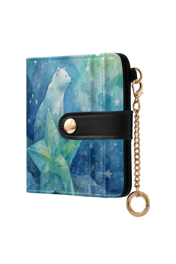 Womens Wallet RFID Blocking PU Leather Magnetic Snap Zipper Coin Pocket 7 Card Slots Perfect Gift for Her Polar Bear