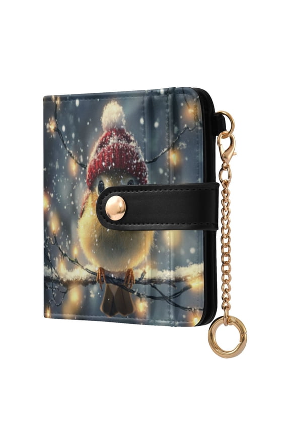 Womens Wallet RFID Blocking PU Leather Magnetic Snap Zipper Coin Pocket 7 Card Slots Perfect Gift for Her Red Hat Little Bird
