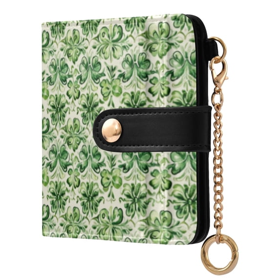 Women’s Wallet RFID Blocking PU Leather Magnetic Snap Zipper Coin Pocket 7 Card Slots Perfect Gift for Her St Patricks Green Cloverleaf