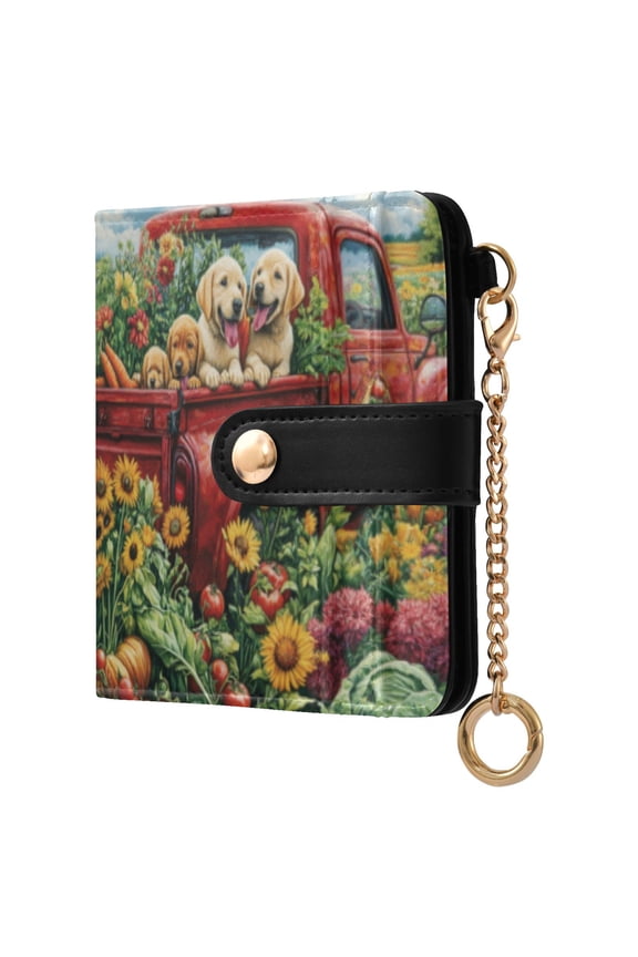 Womens Wallet RFID Blocking PU Leather Magnetic Snap Zipper Coin Pocket 7 Card Slots Perfect Gift for Her Vegetable Truck