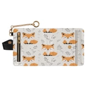 Womens Wallet RFID Blocking Small Bifold Wallet PU Leather Card Case with Magnetic Closure Zipper Coin Pocket & Keychain for Daily Use Woodland Fox Floral Pattern
