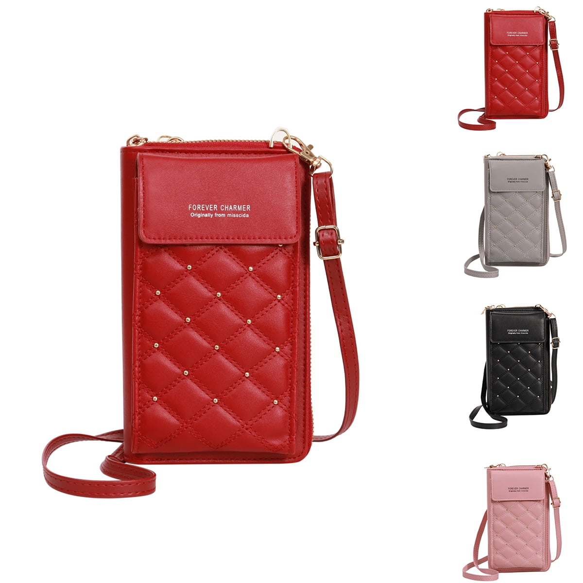 Women s Wallet Shoulder Bag Multifunctional Mobile Phone Clutch Bag Crossbody Bags Red