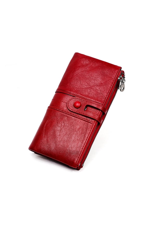 Women's Wallet, Top Layer Cowhide, Anti-theft Card Swiping Rfid Genuine Leather Wallet/8.2 * 3.9in