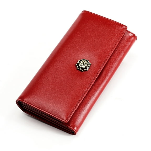 Women's Wallet, Top Layer Cowhide,large Capacity Anti-theft Card Swiping Rfid Genuine Leather Wallet/7.6 * 4.1in