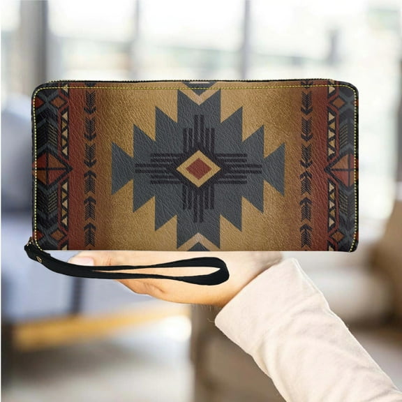 Women's Wallet Tribal Folk Pattern Multifunction PU Leather Ladies Purse Portable Card Holder for Female Zipper My Bag