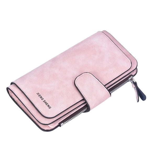 Women's Wallets Leather RFID Blocking Slim Wallet Bifold Card Holder Card Cases With Zipper Coin Pocket ID Window, Pink