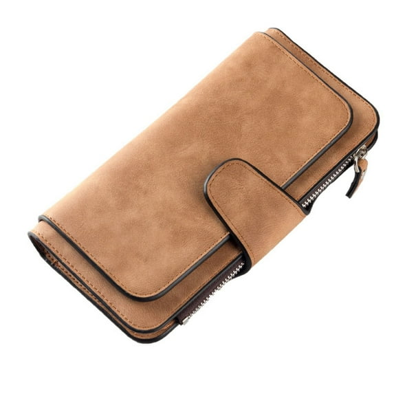 Women's Wallets,Soft Leather Bifold Compact Card Holder Wallet for Women with Zipper, Blocking Leather Clutch Wallet Credit Card Holder, Ladies Travel Wallet Purse,10 Colors(Brown)