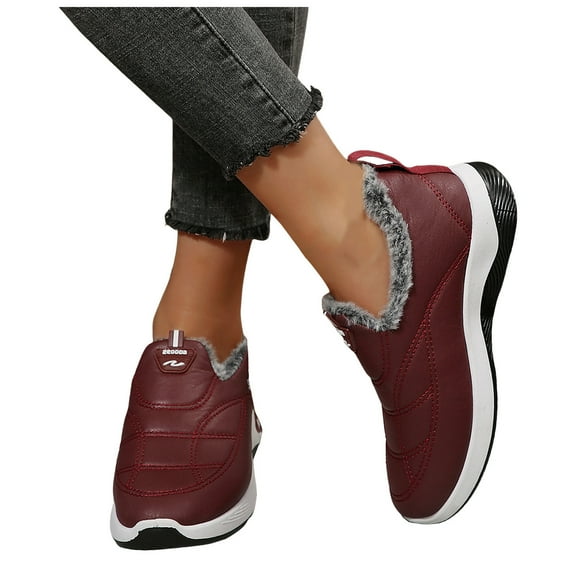 Women's Warm Ankle Snow Boots Fleece Lined Non Slip Hiking Booties Arch Support Waterproof Work Shoes