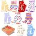 thumbnail image 1 of Women's Warm Comfy Cozy Fuzzy Slipper Crew Socks Gift Snowflake Stripes Polka Dots 9-Pairs, 1 of 11