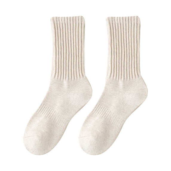 Women's Warm Crew Socks Ribbed Knit Mid Calf Socks Stretchy Fit Cozy Winter Socks for Daily Wear