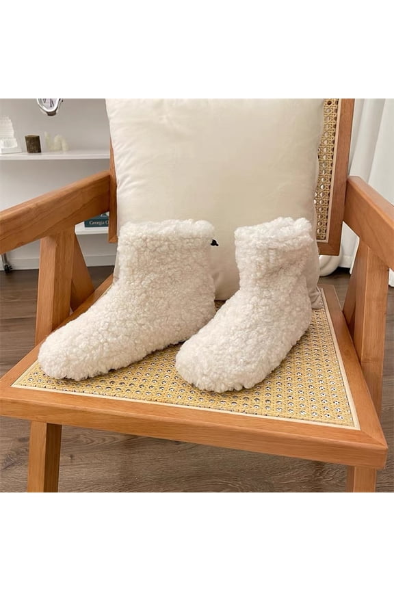 Women's Warm Curly Fur Boots Slippers, Comfy Plush Fleece Lined House Shoes with comfort Insole