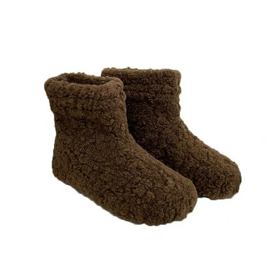 Women's Warm Curly Fur Boots Slippers, Comfy Plush Fleece Lined House Shoes with comfort Insole