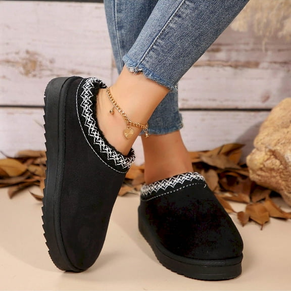Women’s Warm Durable Platform Snow Boots - Winter Slippers for Outdoor Non-Slip Comfort