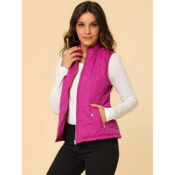 Women's Warm Fashion Quilted Vest, Puffer Sleeveless Jacket Outdoor coat (S-XXL)