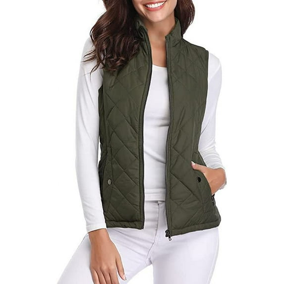 Women's Warm Fashion Quilted Vest, Puffer Sleeveless Jacket Outdoor coat (S-XXL)