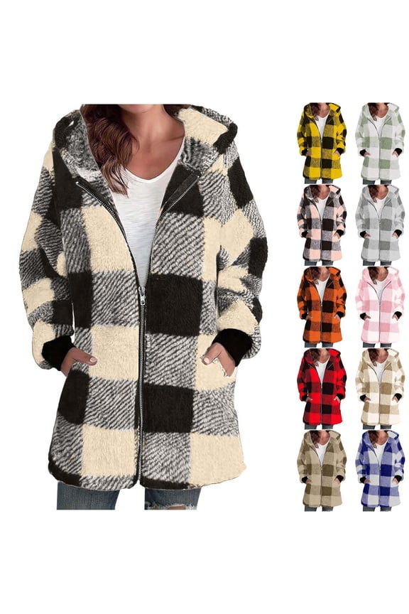 Women's Warm Faux Coat Jacket Outerwear Long Sleeve Zipper Winter Thermal Thickened Solid Color Casual Fashion Winter Coat Gift for Women | CSEONE,Beige L