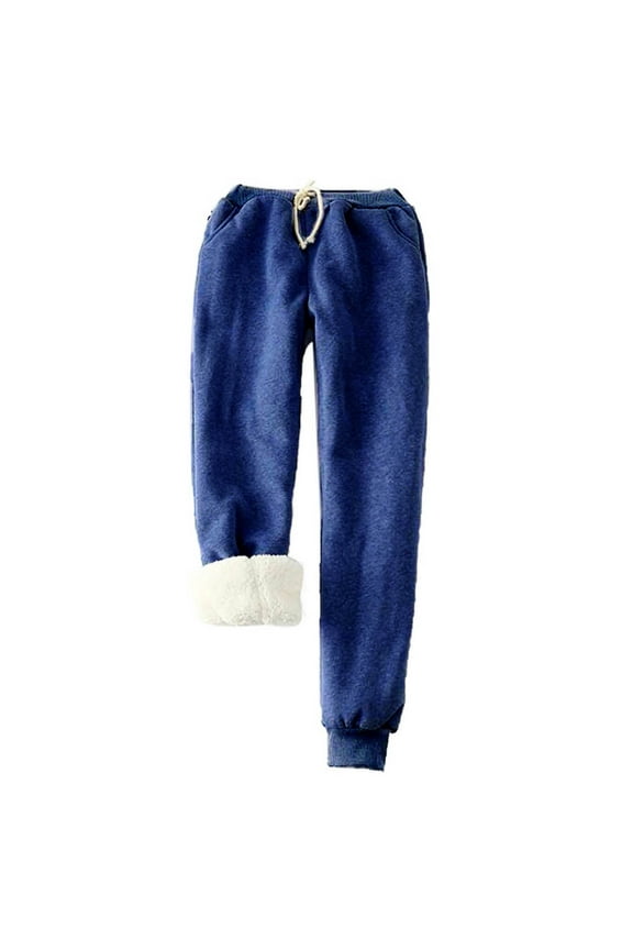 Women's Warm Fleece Lined Sweatpants Drawstring Athletic Jogger Fleece Pants with Pockets