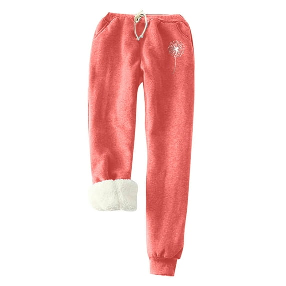 Women's Warm Fleece Lined Sweatpants Drawstring Athletic Jogger Fleece Pants with Pockets