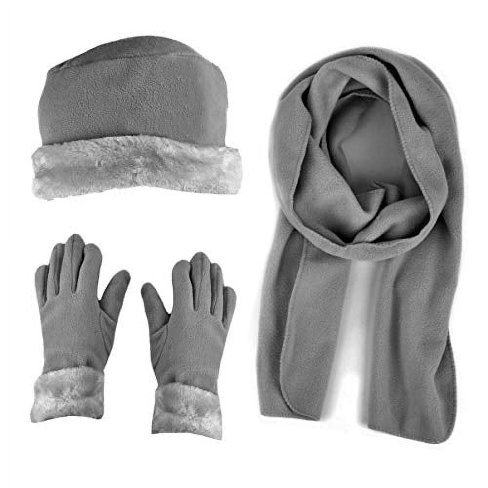 Women's Warm Fleece Winter Set Scarf, Hat, and Gloves Set