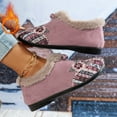 thumbnail image 1 of Women’s Warm Floral Embroidered Winter Shoes,Cozy Lightweight Non-Slip Everyday Shoes,Warm Plush Slip-On Booties (Pink,38), 1 of 4