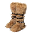thumbnail image 1 of Women's Warm Fuzzy Knee High Boots Buckle Strap Flat Sole Winter Outdoor Comfort Shoes, 1 of 8