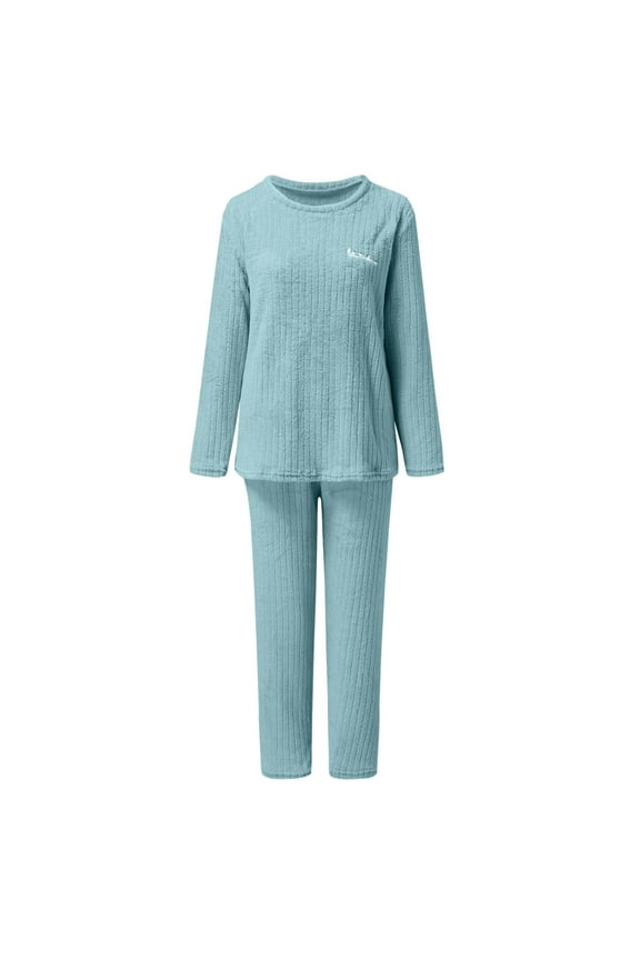 Women's Warm Fuzzy Pajama Sets Cozy Oversized Pullover Pants Loungewear 2 Piece Set Autumn Winter