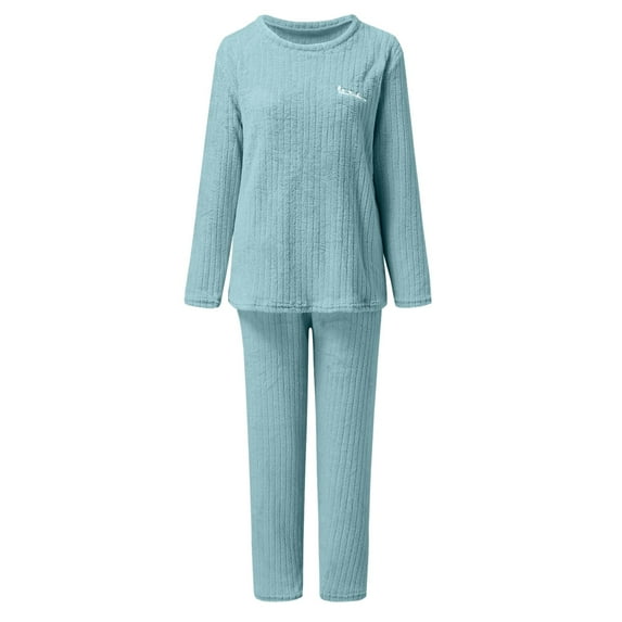 Women's Warm Fuzzy Pajama Sets Cozy Oversized Pullover Pants Loungewear 2 Piece Set Autumn Winter