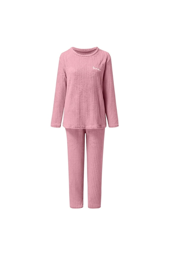 Women's Warm Fuzzy Pajama Sets Cozy Oversized Pullover Pants Loungewear 2 Piece Set Autumn Winter