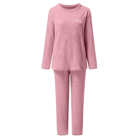 Women's Warm Fuzzy Pajama Sets Cozy Oversized Pullover Pants Loungewear 2 Piece Set Autumn Winter
