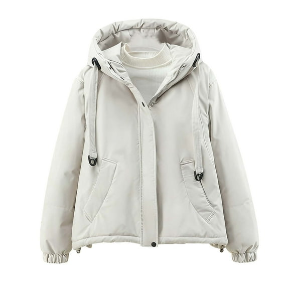 Women's Warm Hooded Parka with a Zipper Front and Double Pockets for a Comfortable and Functional Winter Coat