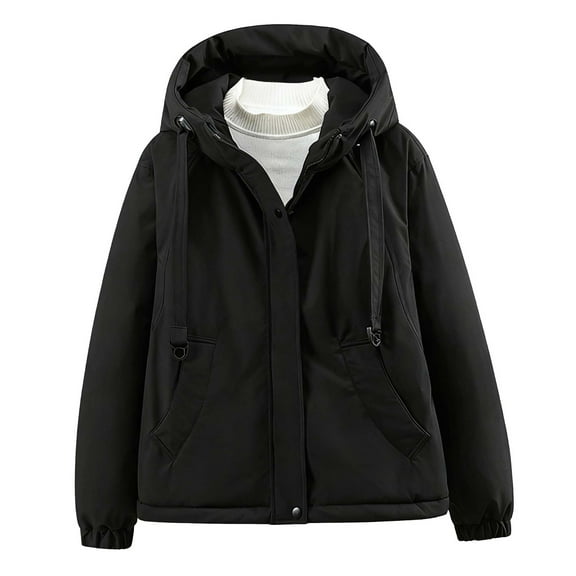 Women's Warm Hooded Parka with a Zipper Front and Double Pockets for a Comfortable and Functional Winter Coat