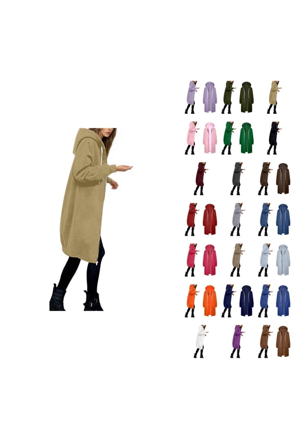 Women's Warm Hooded Zip-Up Jacket â Soft Sherpa & Trim, Lightweight Casual Winter Outerwear with Full Zip, Long Sleeve, Fuzzy Comfortable Coat