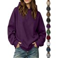 thumbnail image 1 of Women's Warm Hoodies Pullover Casual Comfortable Solid Hoodie Loose Long Sleeve Hooded Sweatshirt Blouse, 1 of 9