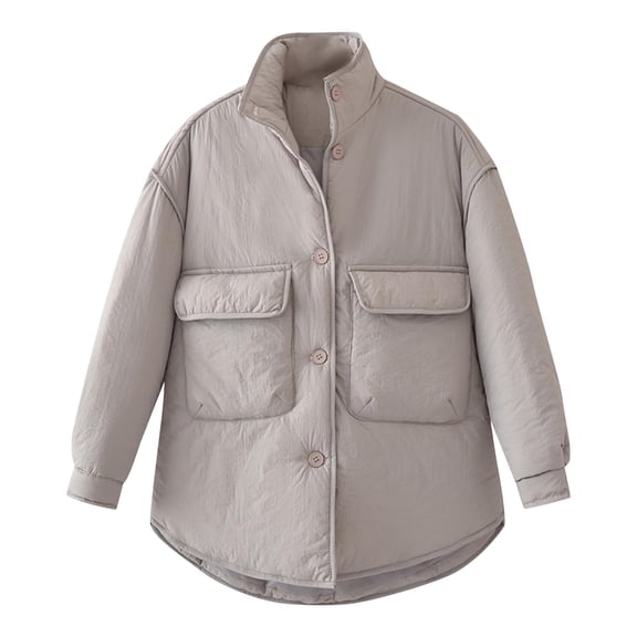 Women's Warm Jacket with Small Fragrance,Long Sleeve Floral Soild Puffer Jacket Coats With Pockets