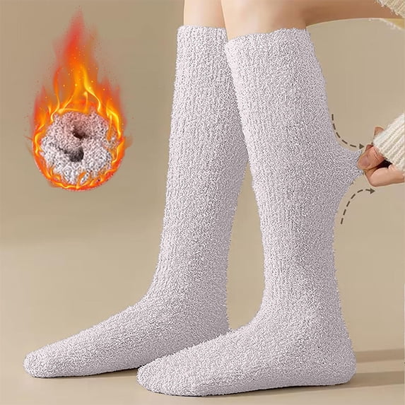 Women's Warm Knee High Socks Coral Fleece Thick Thermal Long Socks Purple by Hontri