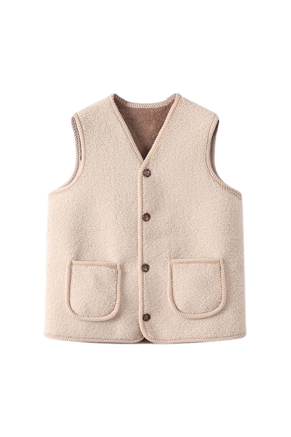 Women's Warm Lamb Wool Vest Thickened Sleeveless Outerwear Cardigan For Autumn Winter Comfortable Stylish