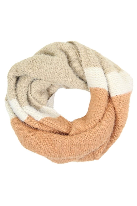 Women's Warm Pastel Stripe Infinity Scarf Beige