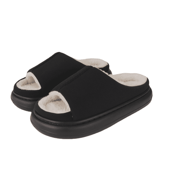 Women’s Warm Plush Lined Indoor Outdoor House Slippers, Open-Toe Slip-On Memory Foam Slides, Fuzzy Cushioned Anti-Slip Sole Winter Comfort Footwear, Cozy Christmas Holiday Gift Idea for Her